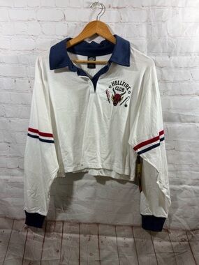 Netflix Stranger Things Hellfire Club Cropped Polo Rugby Shirt Size Medium